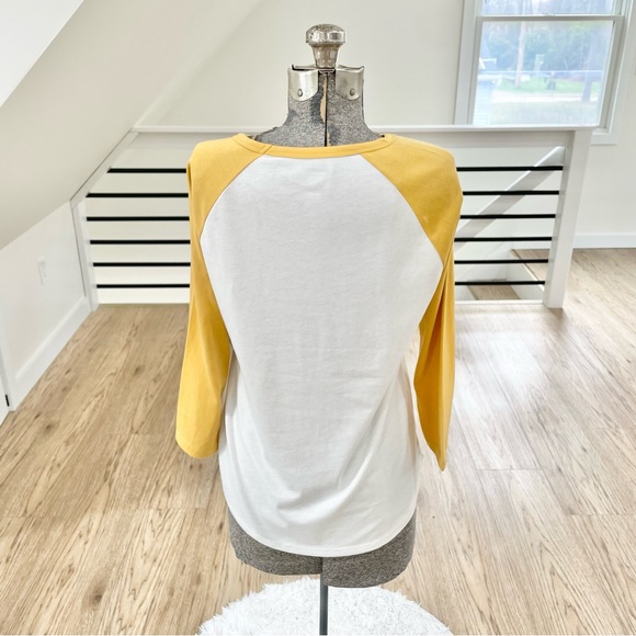 NWT XS S XXL Keep on keeping on gold and white crew neck baseball tee - Picture 5 of 7